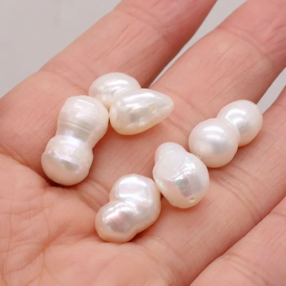 3Pcs Natural Freshwater Pearl Beads White Peanut Shape Loose Pearls For Jewelry Making DIY Charm Bracelet Necklace Accessories