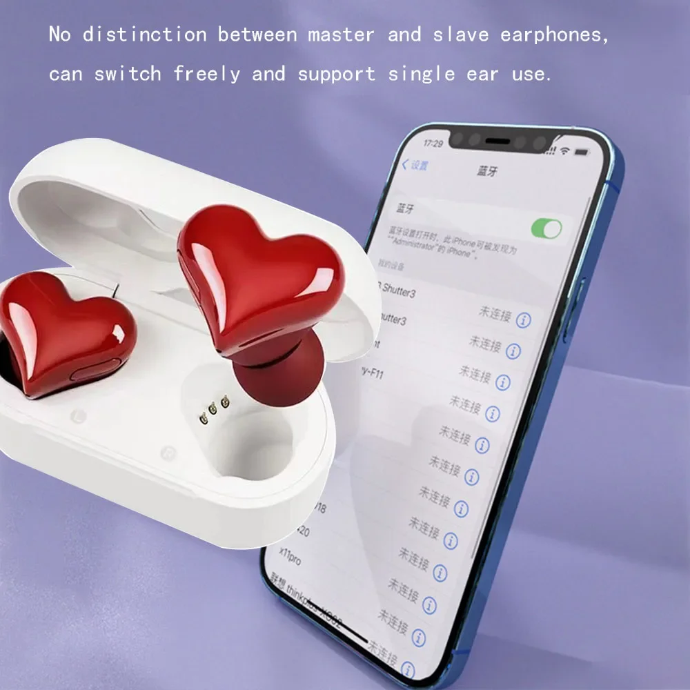 New Original Bluetooth Wireless Headphones Heart Shaped Earphones woman Earphone High Quality Heart Earbuds Girl Gift image 6