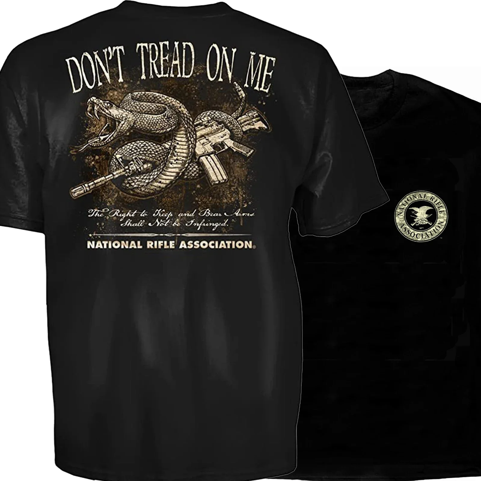 

Don't Tread on Me, Right To Hold A Gun. Rattlesnake Rifle Tactics Training T-Shirt Short Sleeve Casual 100% Cotton Mens T-shirt
