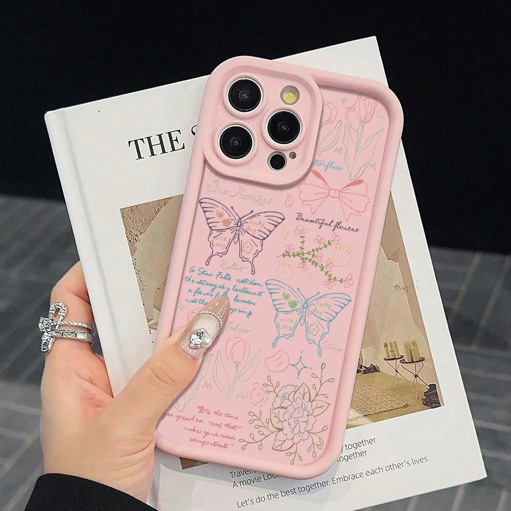Koreanische Handgelenkschlaufen-Hülle für iPhone 17 15 16 14 Pro Max Plus Hüllen Kreativer Schmetterling für iPhone 13 11 12 XR 7 mit Lanyard-Abdeckung – Detail 9