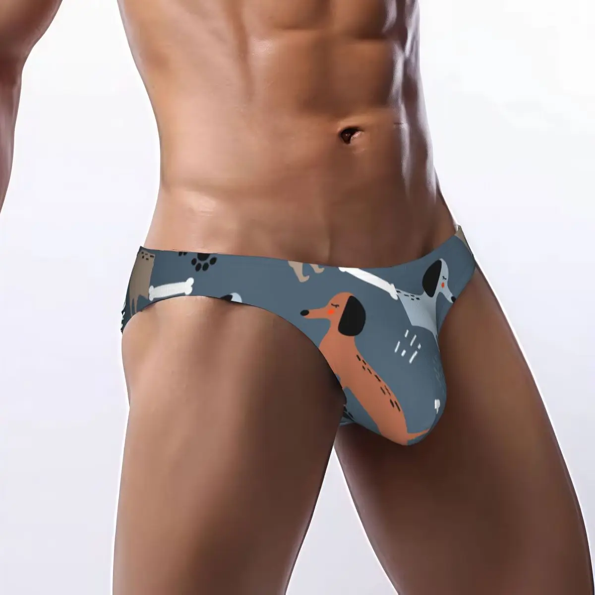 

Men's Sexy Briefs Breathable Bikini Happy Dogs Bones Men Underpants Low Cut Man Underwear Panties