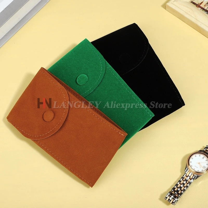 New Portable Flannelette Dust Protect Watch Storage Bag Snap Watch Protection Bag Watch Boxes Case Watches Pouch Gift Packaging