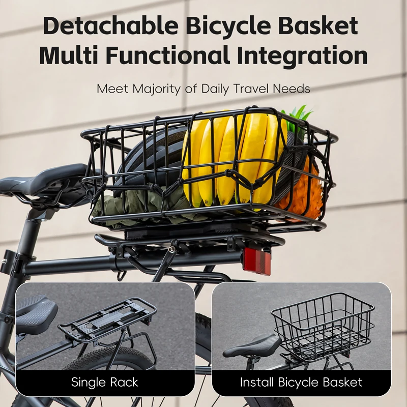 Detachable 20L Large Capacity Bicycle Basket Easy To Install Aluminum Alloy Bicycle 26-29 Inches Rear Bicycle Accessories