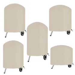 Beige Round BBQ Grill Cover,0utdoor Oven Hood,Barbecue Dust Hood,Waterproof and rainproof Protection BBQ Cover,210D Oxford Cloth