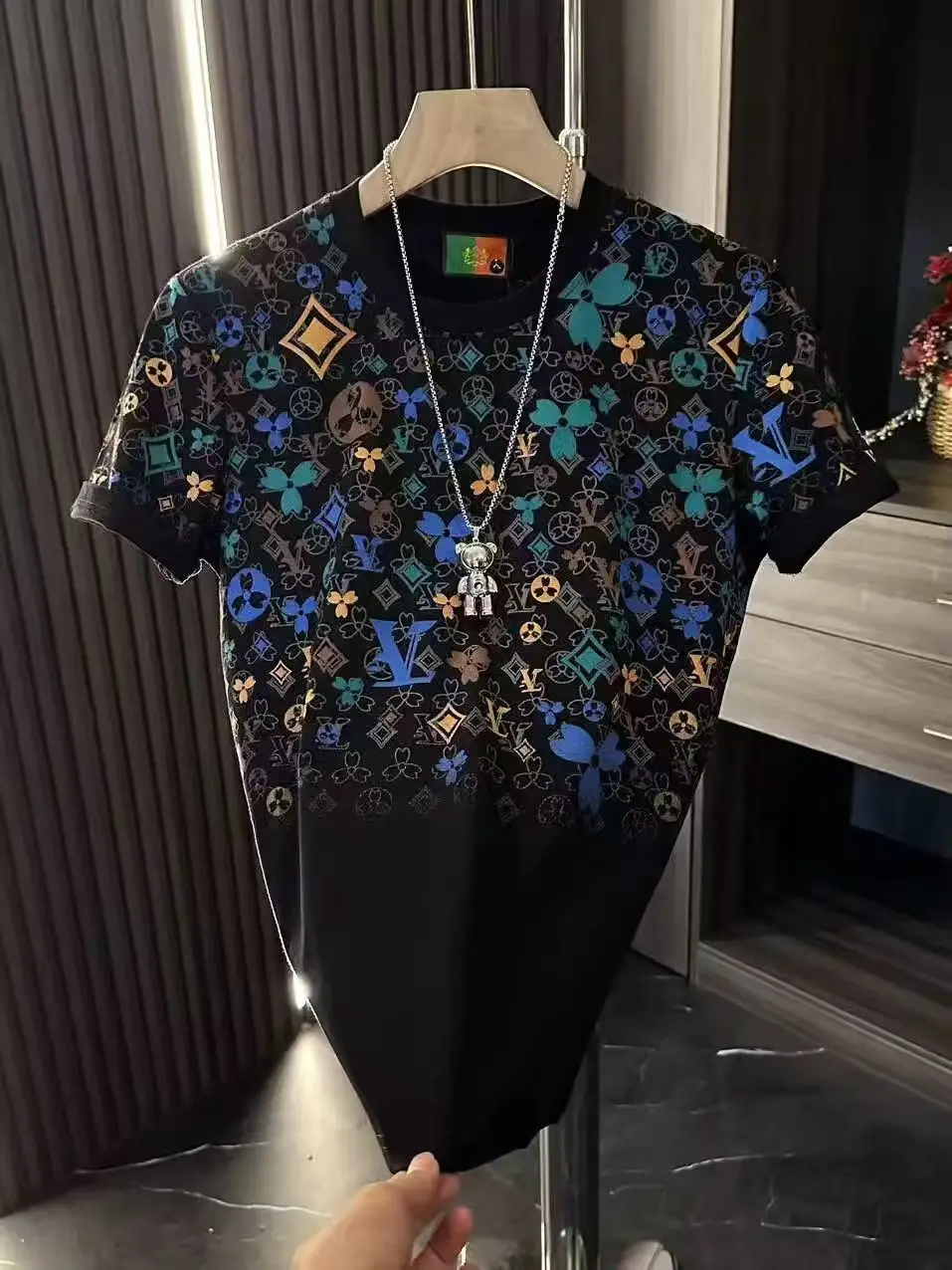 

Summer new men's fashion high-end full-print printed short-sleeved trendy youth comfortable round neck short-sleeved T-shirt