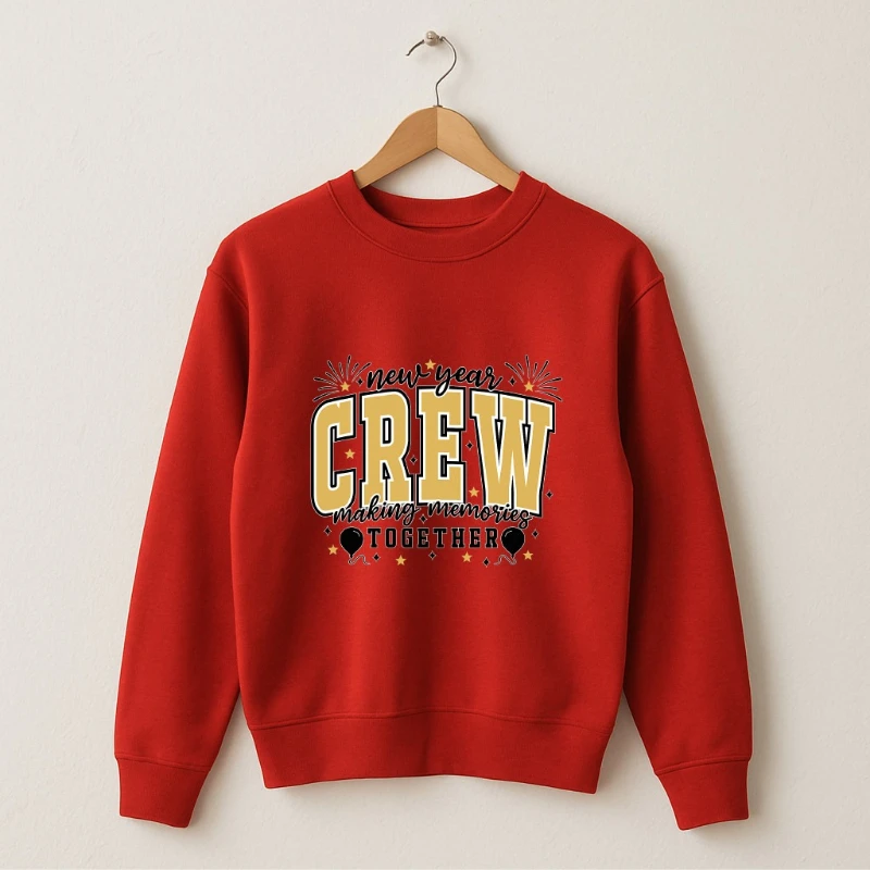 

С Новым годом CREW Толстовка унисекс с длинными рукавами Осень и зима Сохраняющие тепло Одинаковые толстовки с круглым вырезом Универсальный пуловер