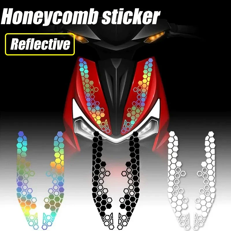 Honeycomb Stickers Multi-color Hexagonal Honeycomb Reflective Stickers DIY Motorcycle Bumper Modification Decoration Waterproof