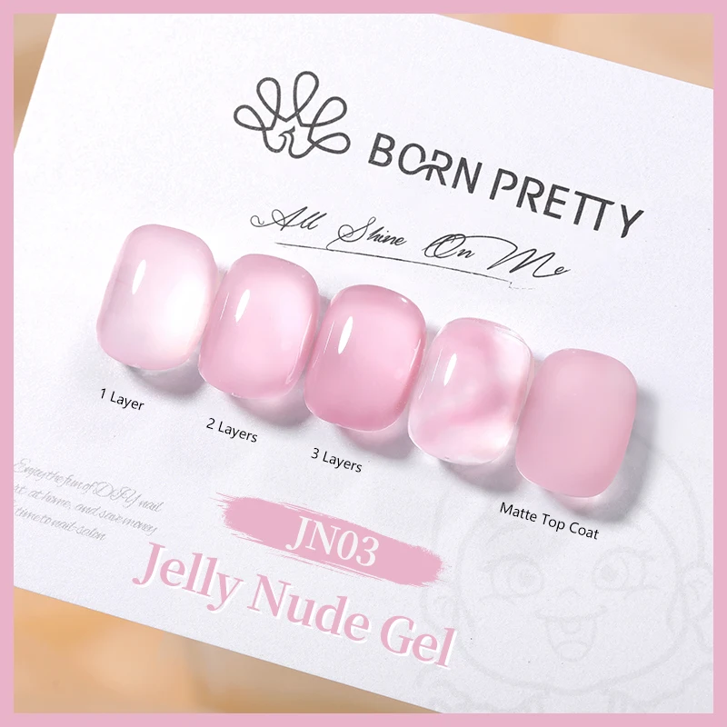 BORN PRETTY 250g Jelly Nude Baby Pink Gel Nail Polish Light Pink Peach Translucent Color Varnis Semi Permanent for Salon Nails