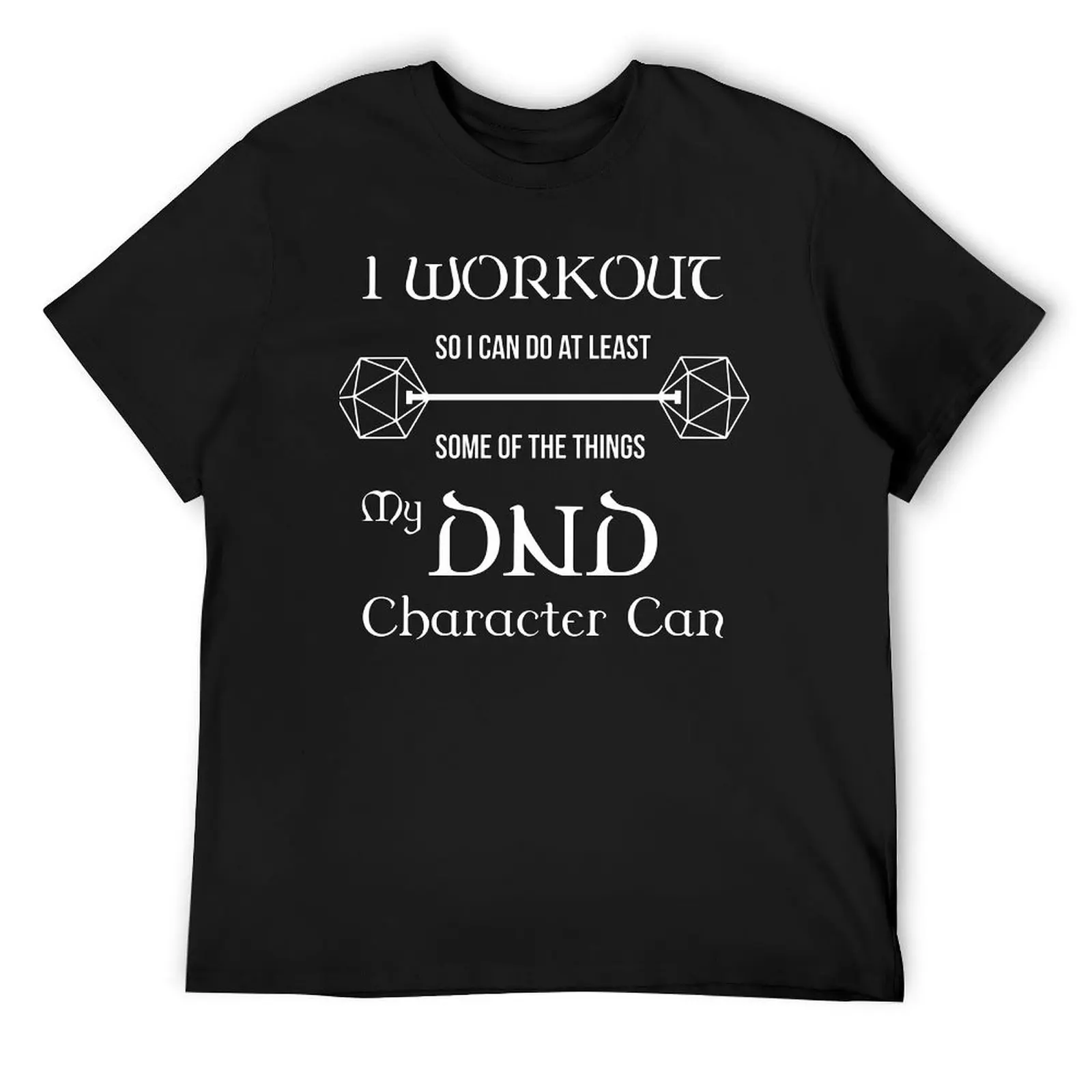 Harajuku DnD Character Workout in White Classic . T-shirt  Motion Tees Hipster Funny Novelty Aactivity Competition USA Size