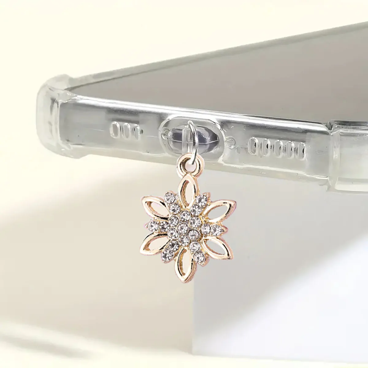 Water Diamond Hexagonal Flower Phone Dust plug Pendant Accessories Suitable for iPhone for Samsung Type-C Interface