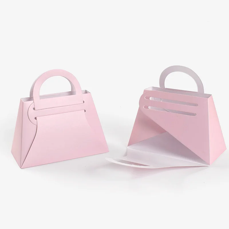 10Pcs Pink Handbag Candy Box Creative Mini Wedding Festival Favor Gift Box Fold Packaging Bag Engagement Birthday Party Supplies