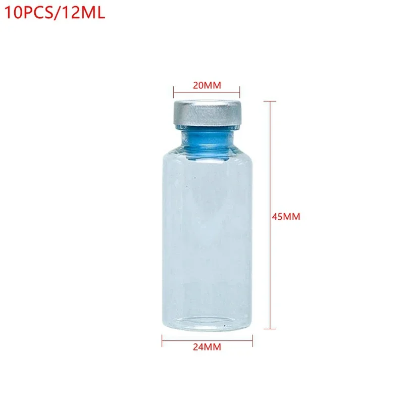 10PCS 12ML/15ML/20ML/25ML/30ML Transparent Anaerobic Bottles High Borosilicate Glass Bottles With Aluminum Plastic Cap Labware