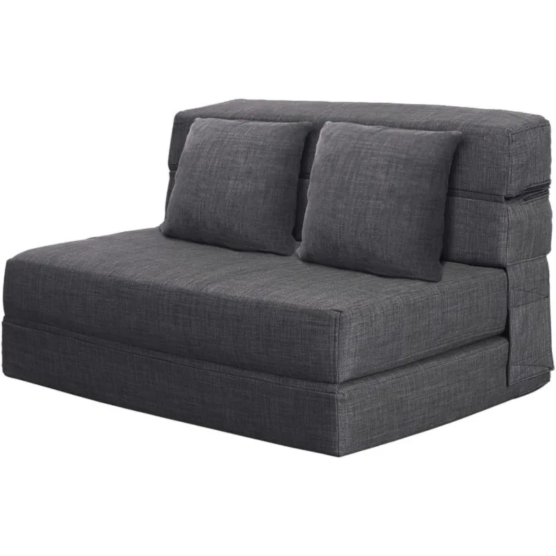 

Fold Sofa Bed Couch Memory Foam with 2 Pillows Futon Sleeper Chair Guest Bed and Fold Out Couch, Washable Cover Queen