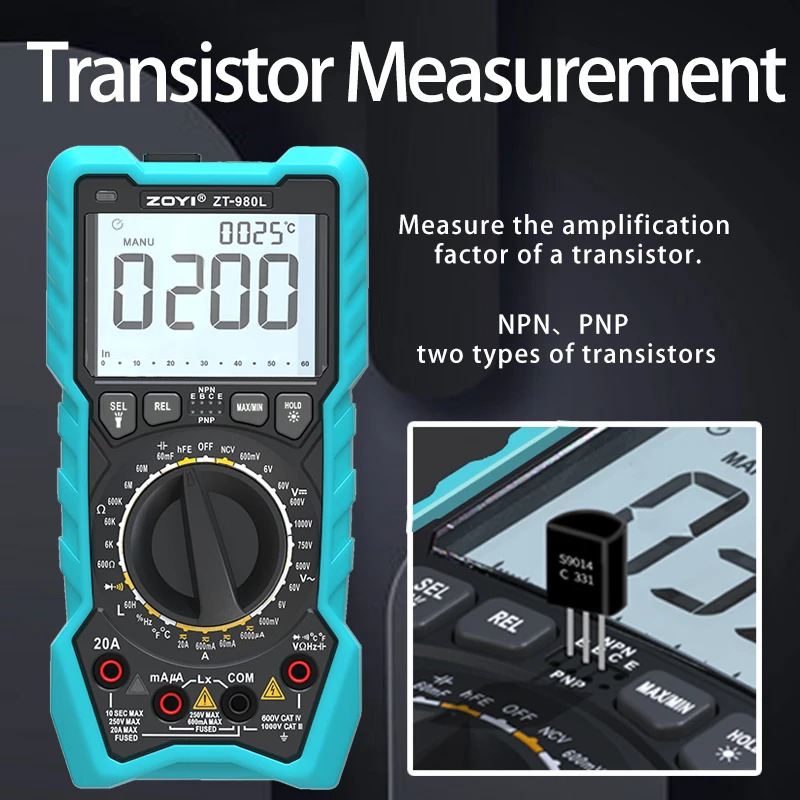 ZOYI automatic range inductance meter ZT-980L High precision multimeter full manual range electrician maintenance inductance 60H