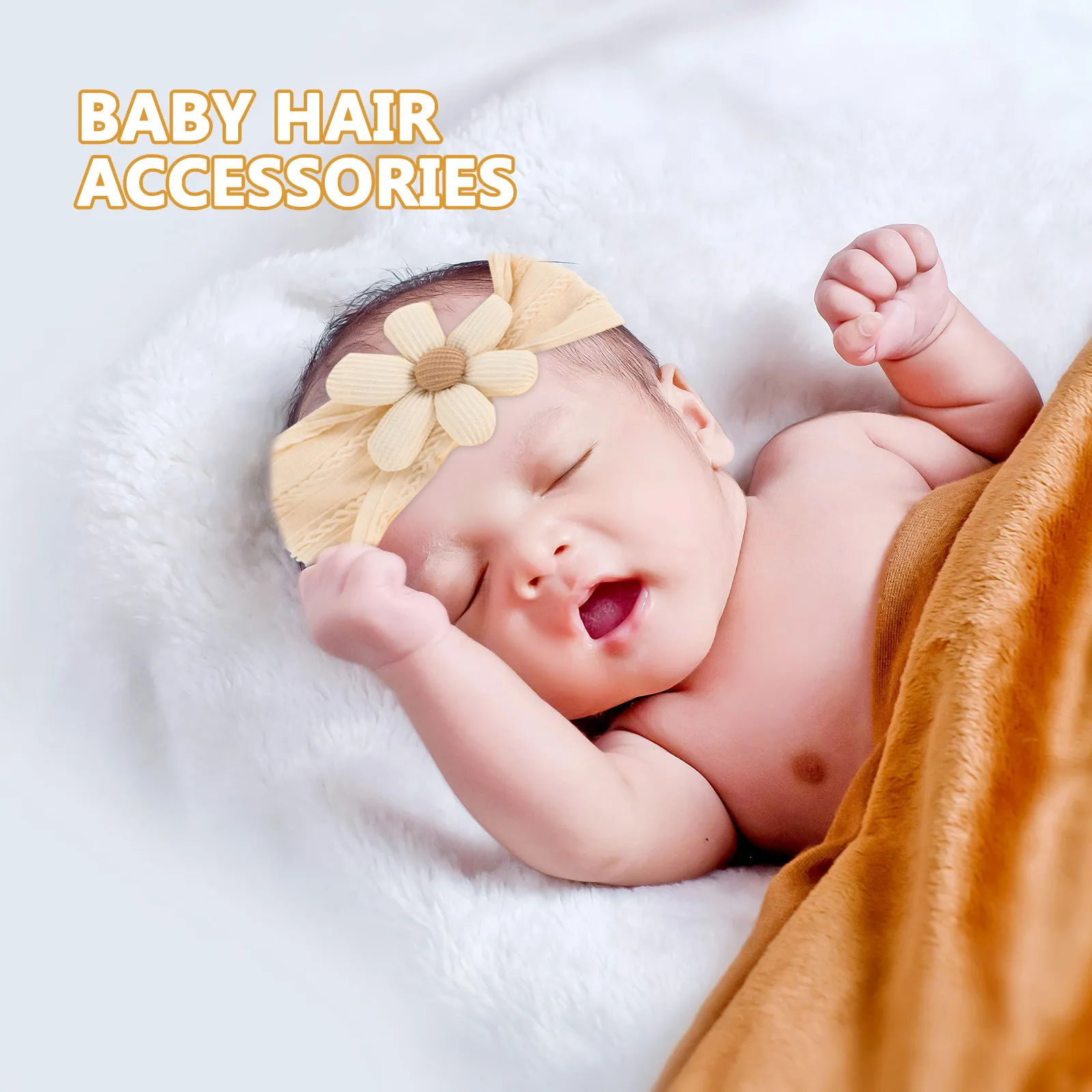 

2Pcs Baby Girl Flower Headbands Newborn Hair Accessories Soft Breathable Nylon Headbands for Photoshoots Wedding Everyday Wear