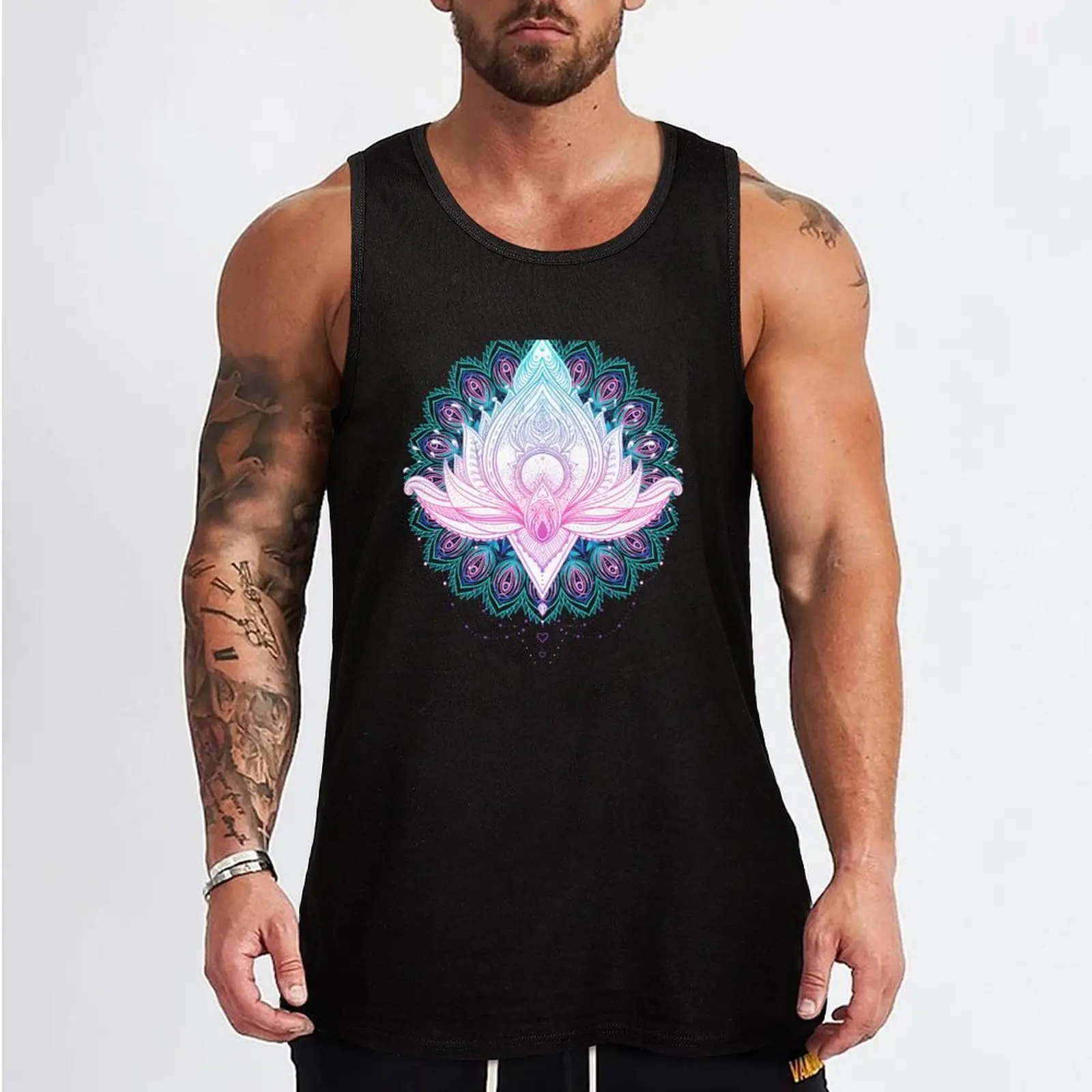 Lotus flower Tank Top summer clothes for men gym shirt man Gym wear sexy clothes men