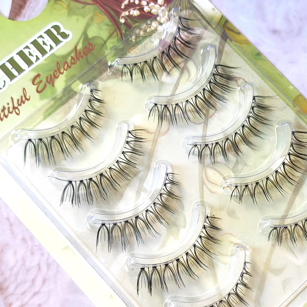 ICYCHEER Makeup Natural False Eyelashes Transparent Band Short Natural Full Strip Lashes Soft Eyelash Extension