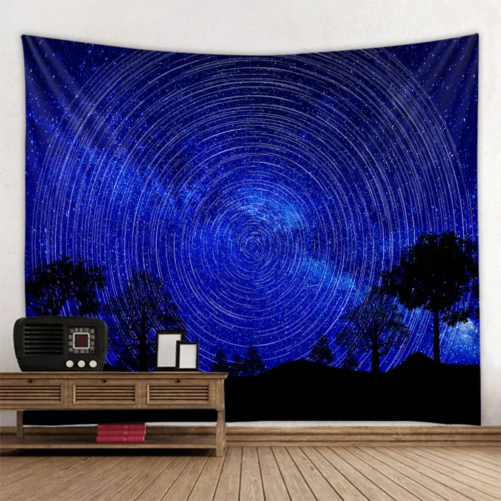 

Starry Sky Forest tapestry, forest night sky, polyester fiber, bedroom decoration, psychedelic hippie poster, gift for friends