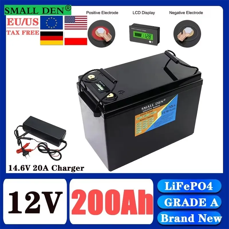 Brand New tax-free 12.8V 100Ah 200Ah 300Ah  LiFePO4 battery pack 12.8V suitable for RV off-road off grid battery pack