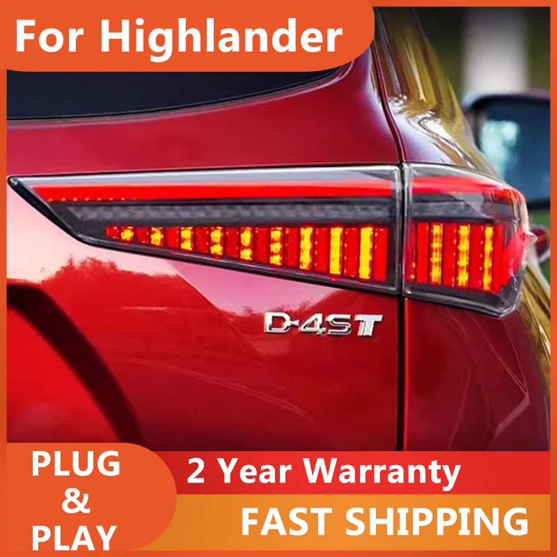 

Автомобильные аксессуары для Toyota Highlander, задние фонари 2021-2022, задний фонарь Highlander DRL, противотуманный тормоз, указатель поворота заднего хода