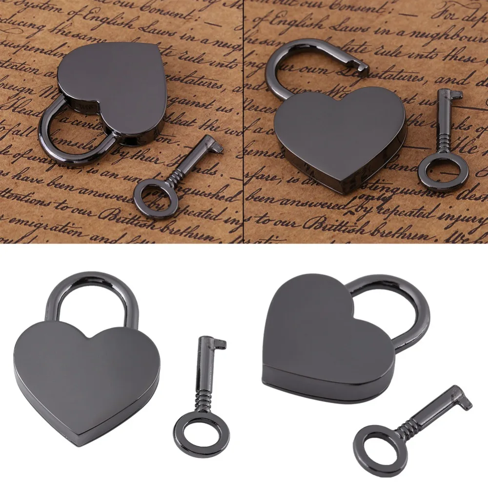 Keyed Padlocks Small Heart Shape Padlock Vintage Heart Heart Padlock Black Mini Padlock Jewelry Box