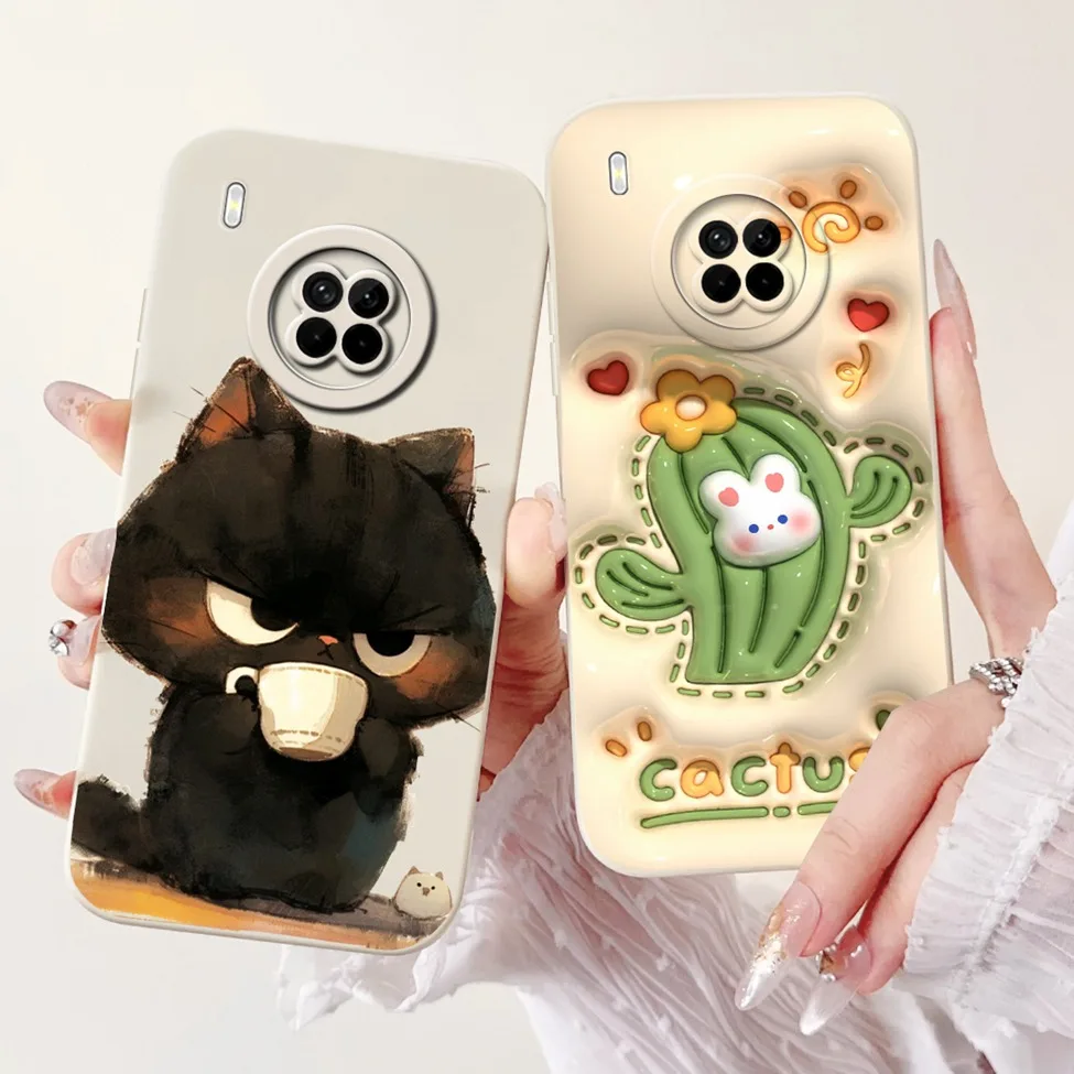 For Huawei Y9a Case Fashion Cute Cartoon Luxury Flowers Silicone Back Cover For Huawei Y9a Phone Case Shockproof Bumper FRL-L22