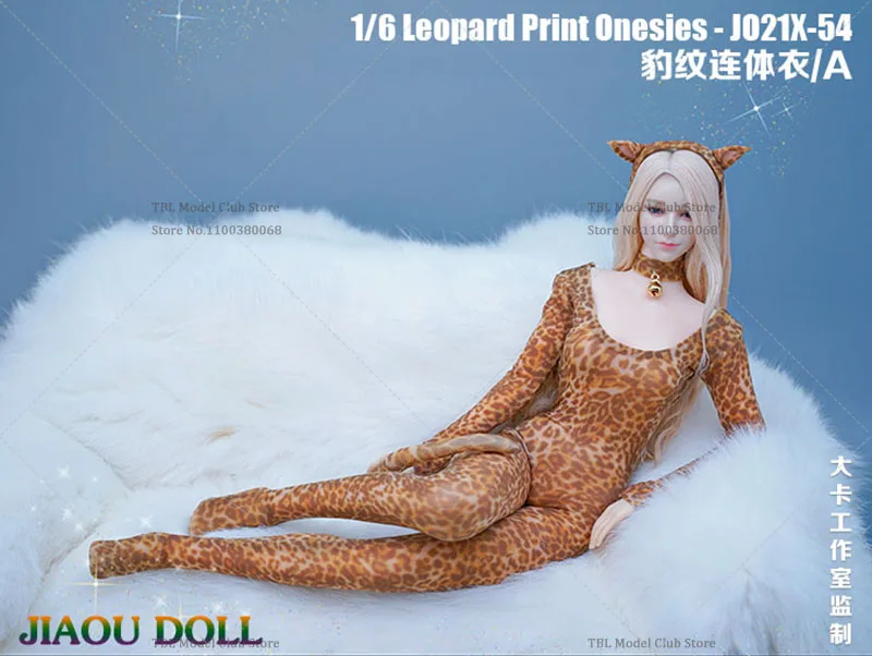 Em estoque JO21X-54 1/6 escala soldado feminino leopardo impressão macacão sexy gato menina empregada macacão caber 12 polegada figura de ação boneca