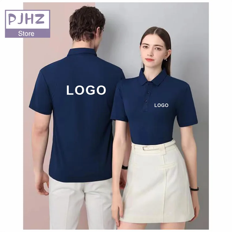 High Quality Men\'s Cool Silk Cotton Polo Shirt Casual Business Breathable Short Sleeve Top Custom Design LOGO Print Embroidery