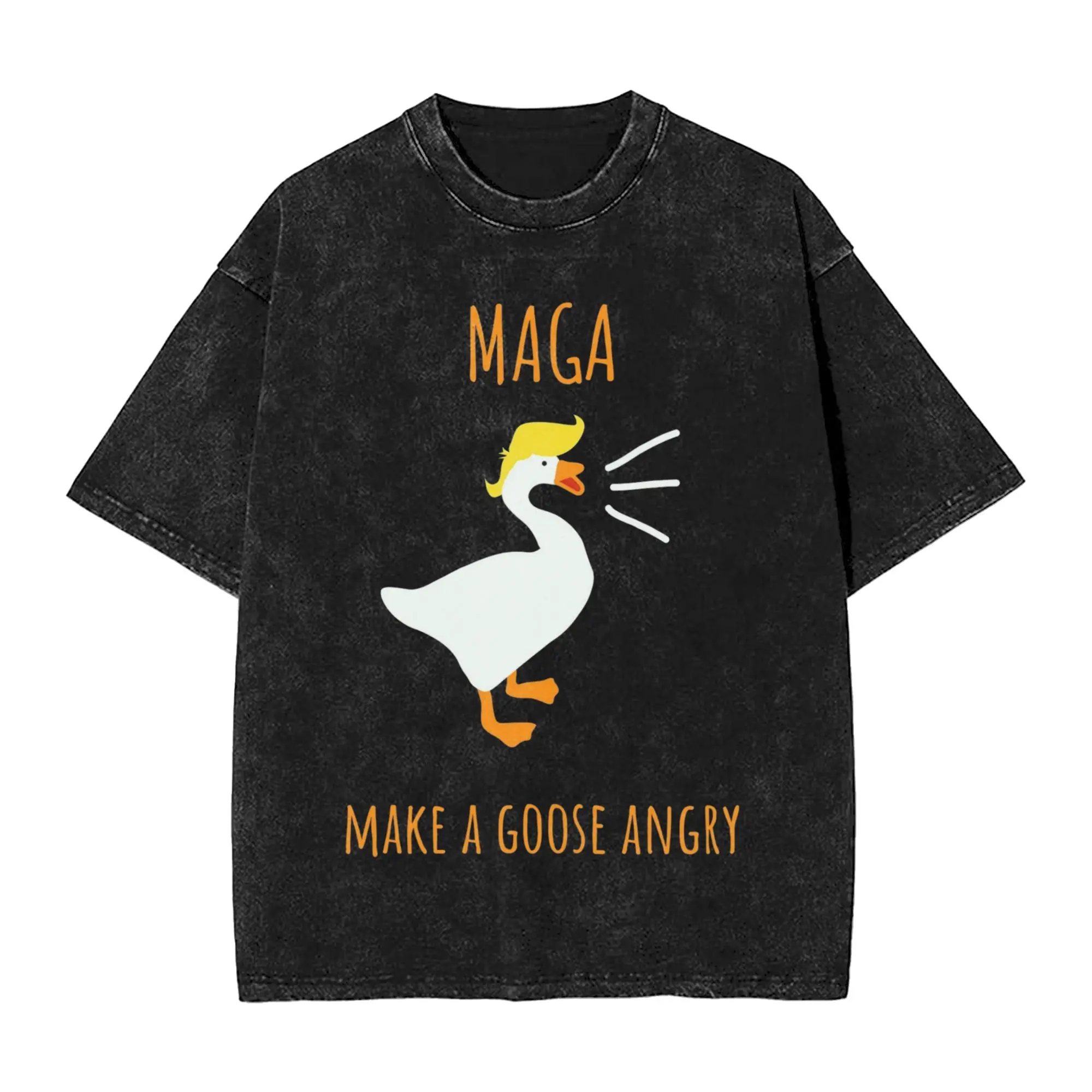Washed T Shirt MAGA Make A Goose Angry Untitled Game Hip Hop Vintage T-Shirts Oversize Streetwear Summer Tops Tees for Men Women
