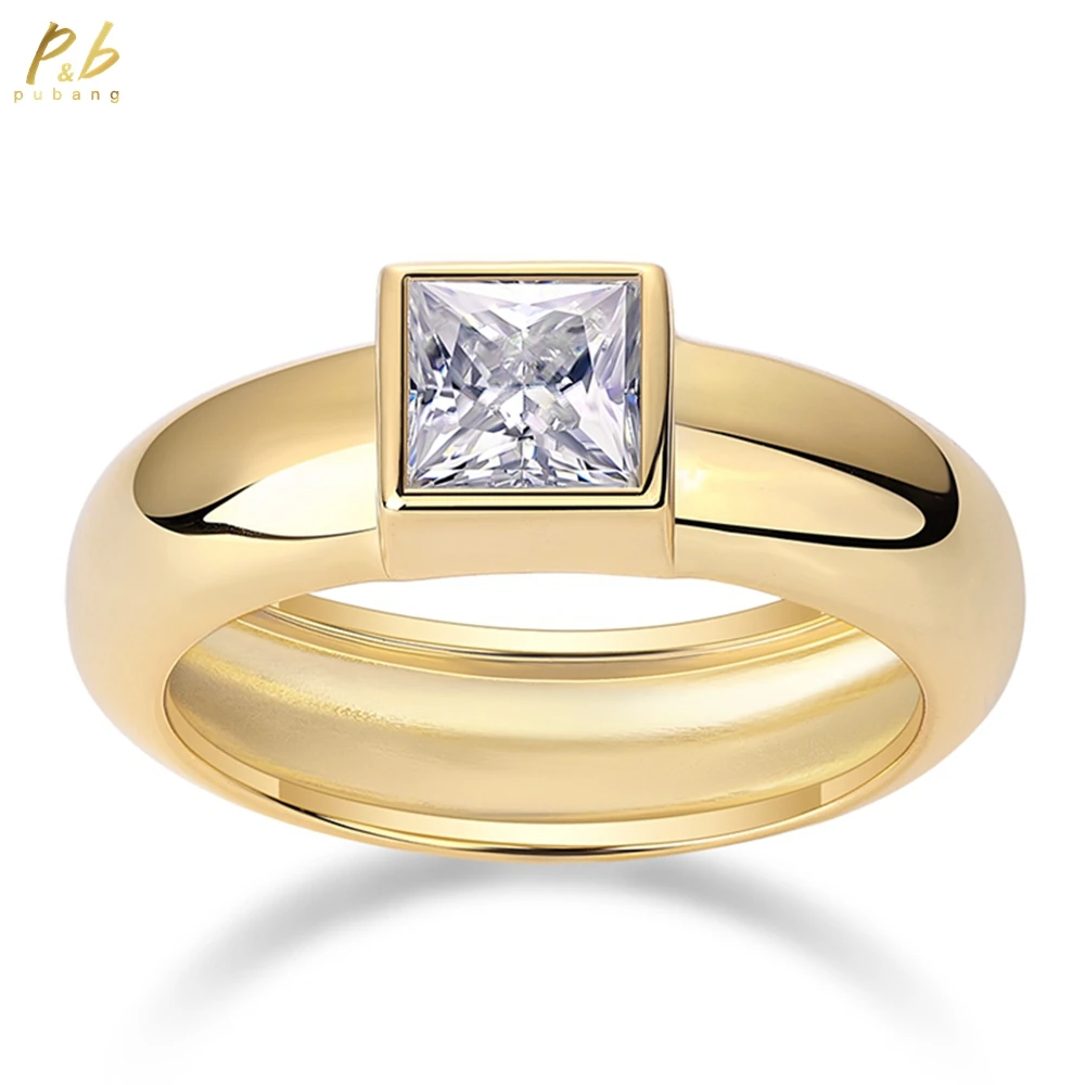 

PuBang Fine Jewelry стерлингового серебра 925 пробы 3EX VVS1 D Цвет Princess Cut 5,5 мм Кольцо с настоящим муассанитом и бриллиантом для женщин Свадебный подарок