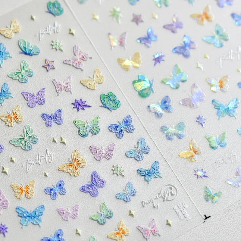 Free Shipping Relief nail Stickers Love Enchanting Cooperation Cute Sticker Butterfly Wing Streamer 2962