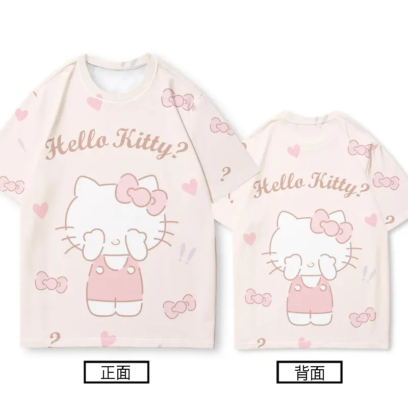 Hellokitty Co-branded Short Sleeve T-shirt Women's Trend Top Sanrio Hellokitty Printed Peripheral Children's Clothes