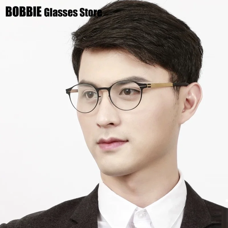 Germany Screwless Urltralight Classic Business Titanium Glasses Frame Men Women Eyeglasses Myopia Eyewear Round Lawyer Elite New