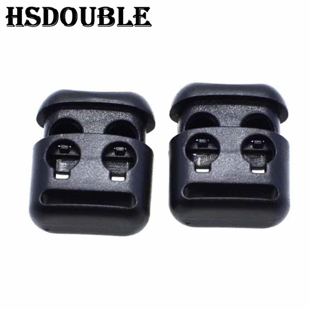 10 Pcs/Pack 2 Hole Cord Locks Toggle Clip Buckle Rope Cord Lock Stopper Black