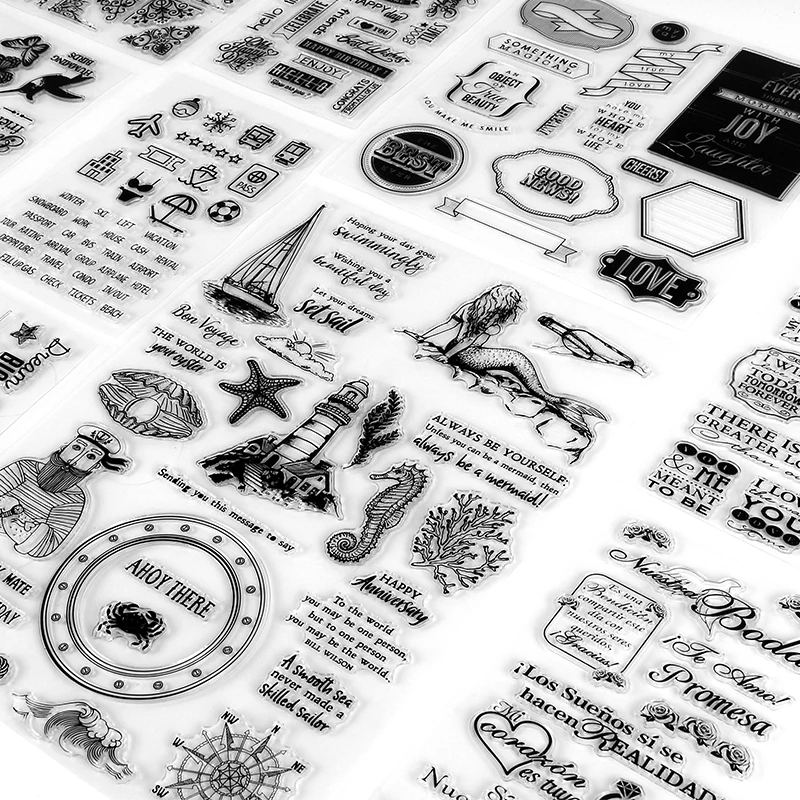 12.5X12.5CM New Book Glasses Ink Transparent Clear Stamp DIY Silicone Seals Making Travel Photo Album Stamps for Scrapbooking