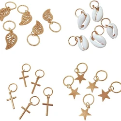 5-8Pcs Metal Hollow Out Hair Ring Accessories,Beads Hair Braid Rings Clips Dread Locks Hair Braiding Metal Cuffs Decoration Gold