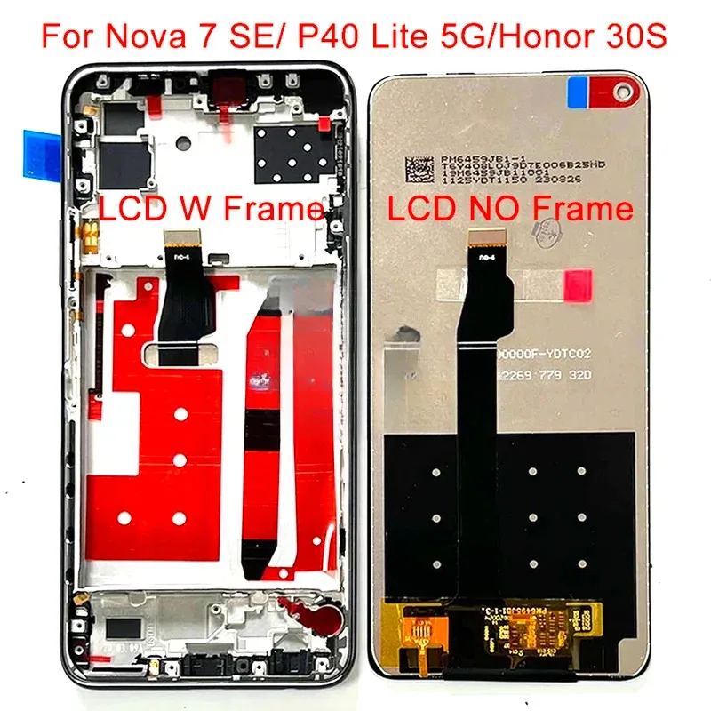 

Оригинальный дисплей 6.5' для Huawei nova 7 SE CDY-AN00 NX9A, P40 lite 5G, Honor 30S CDY-AN90 LLL с рамкой и сенсорной панелью