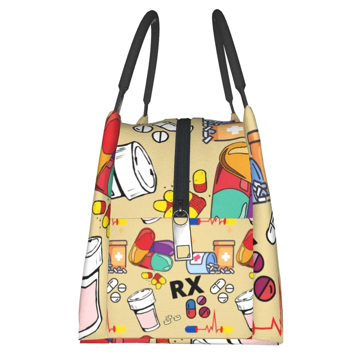 Pharmacy Pattern Pills RX Lunch Bags Insulated Bento Box Waterproof Lunch Tote Picnic Bags Cooler Thermal Bag for Woman Kid Work