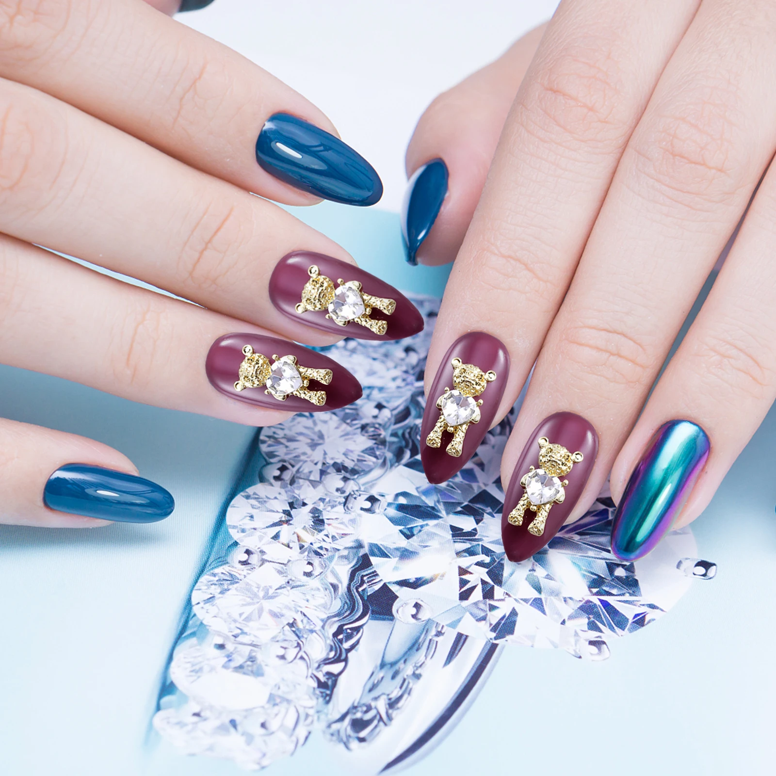 

20Pcs Bear Nail Art Accessories 3D Bear Nail Decors DIY Manicure Ornament for Home Salon Use Fashionable Unique Design