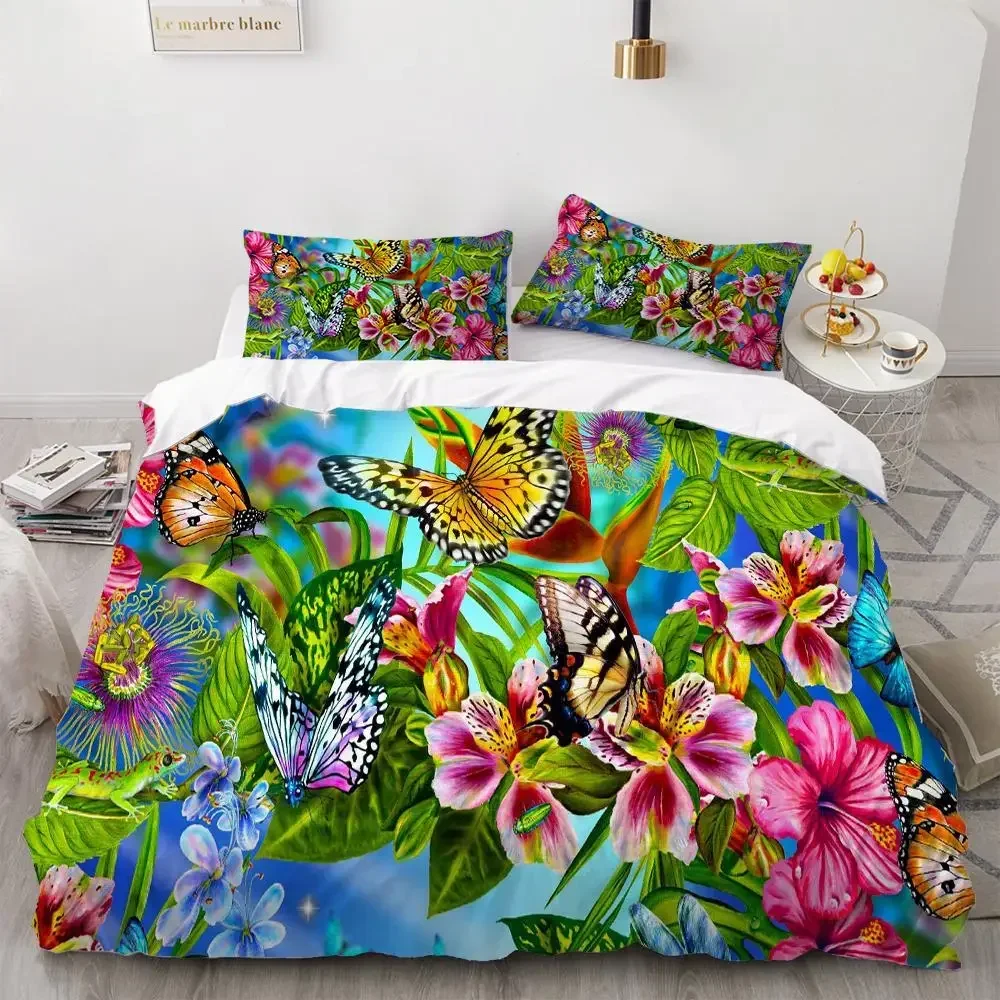

Butterfly Galaxy Purple Butterfly Floral Bedding Set Single Twin Double Queen King Cal King Size Bed Linen Set