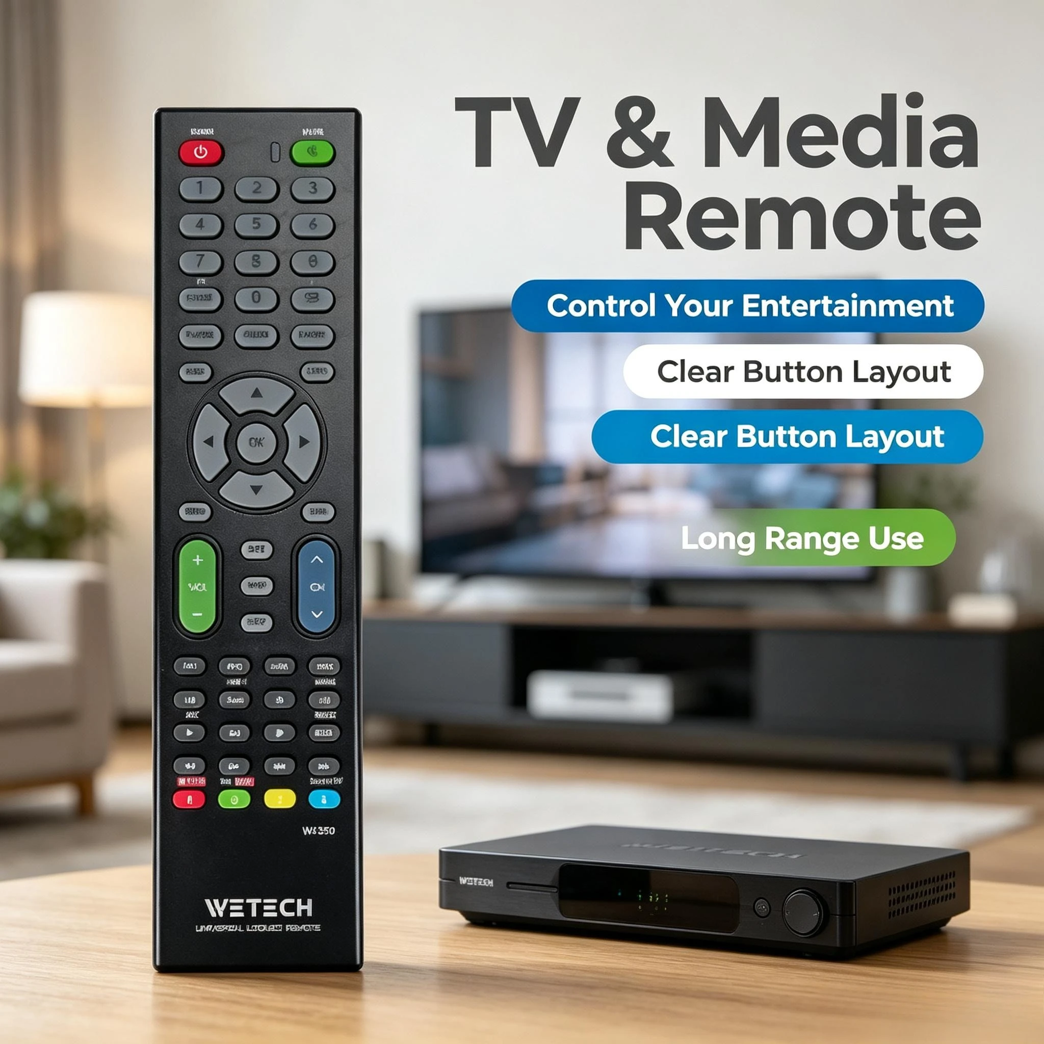 Telecomando universale per TV, telecomando intelligente per smart TV con tasti rapidi per Netflix e YouTube, portata di 8 metri, telecomando di ricambio per la maggior parte dei televisori.