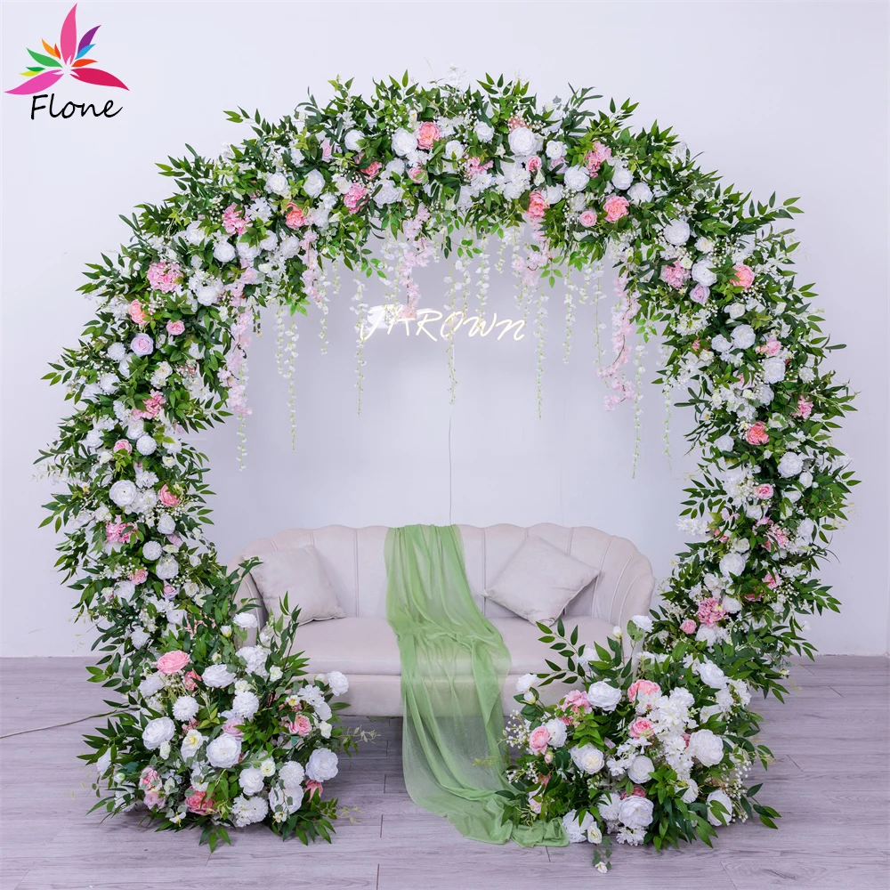 

Fake Decoration Mariage Flowers Row Green White Rose Guirlande De Fleurs Artificielles Party Wedding Artificial Flower Suppliers