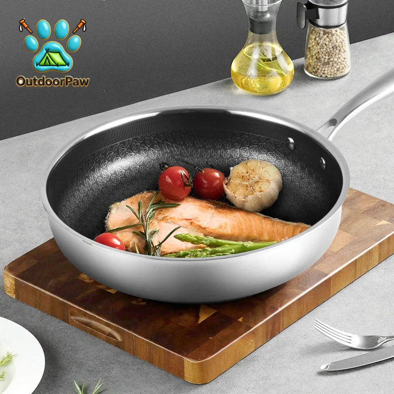 GIYOCA Frying Pan 316 Stainless Steel 7-Layer Clad Diamond Non-Stick 99% Antibacterial, Metal-Safe Induction Base for All Stove