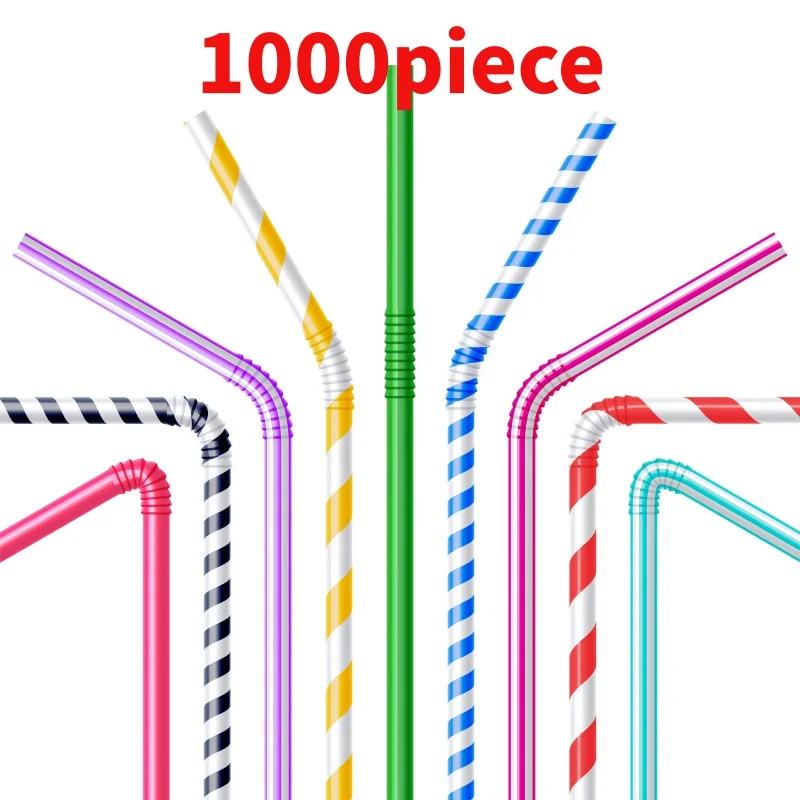 10 00piece.Custom.Eco Friendly Drink Paper Tubes Cocktail Recycled Materials Paper Straw Stripe Happy Birthday Party Tea Cof