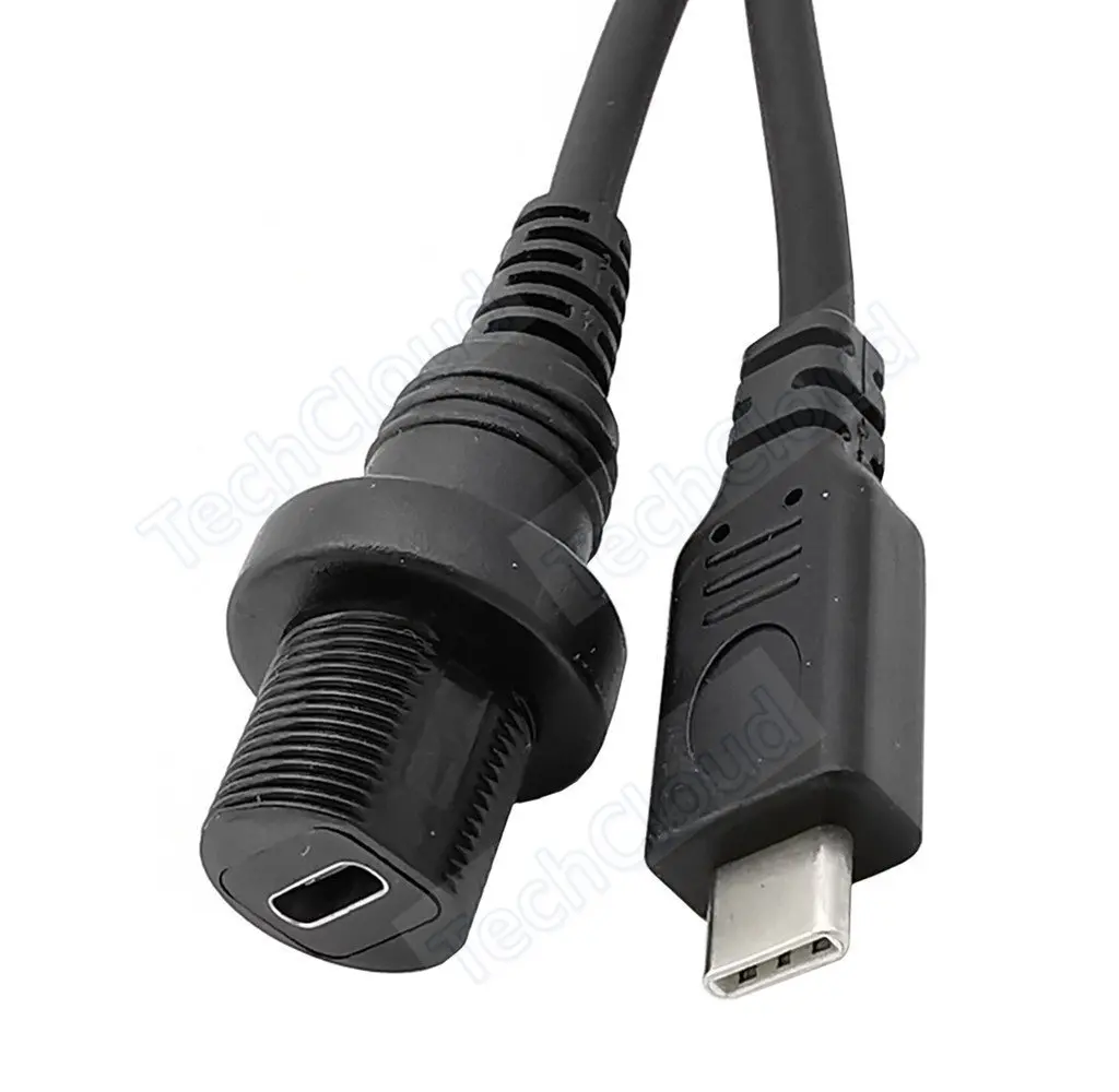 IP67 Water Proof Type-c Cable USB C Male to Female Panel Mount Connector Extension cord 30cm USB-C Waterproof Cable