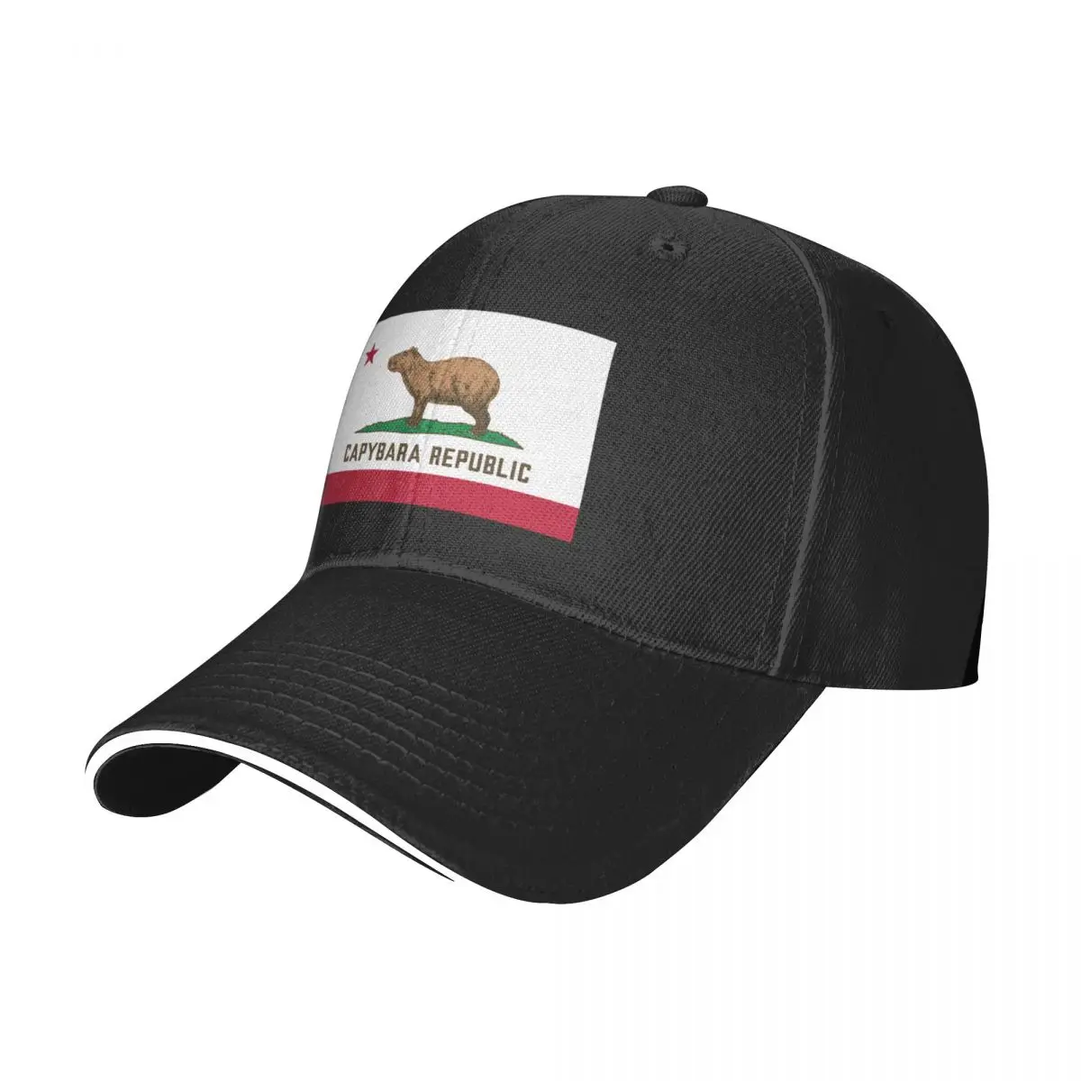 Capybara Republic (on black) Baseball Cap Mountaineering Designer Hat hiking hat Mens Hats Women's