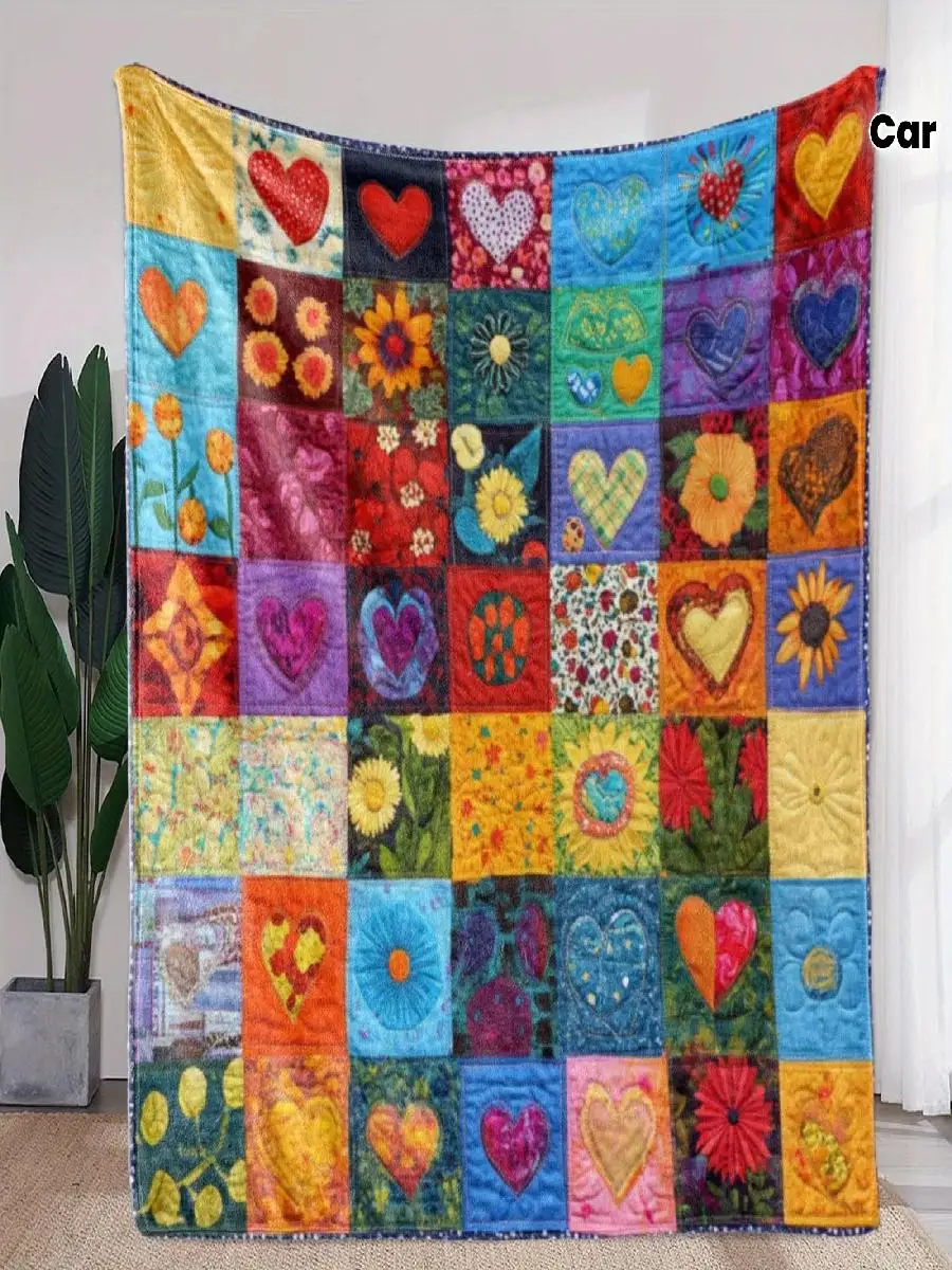 Soft Warm Flannel Throw Blanket with Vibrant Floral Patterns for Couch Bed Car Office Camping Travel  AllSeason Use Ideal Gift