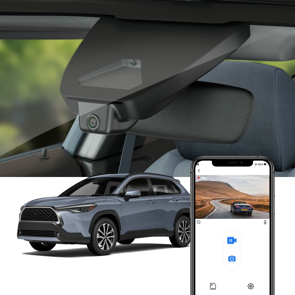 Fitcamx 4K Dash Cam dla Toyota Corolla Cross L/LE/XLE/SE/GR Sport, Hybrid LE/XLE 2022-2026, samochodowy rejestrator wideo w stylu OEM z noktowizorem