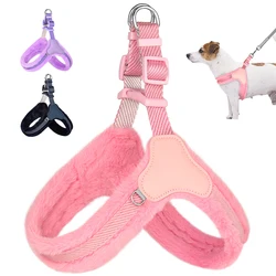 Warm Plush Padded Dog Harness Winter Dog Harnesses Vest Adjustable Pet Vests Soft For Small Medium Large Dogs Bulldog Pug Pink