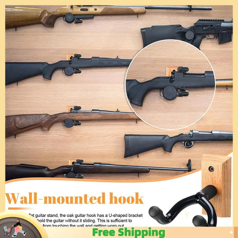 

X08A Вешалка для гитары Настенное крепление Комплект из 2 крючков с переходником для планки 180 ° Держатель из твердой древесины